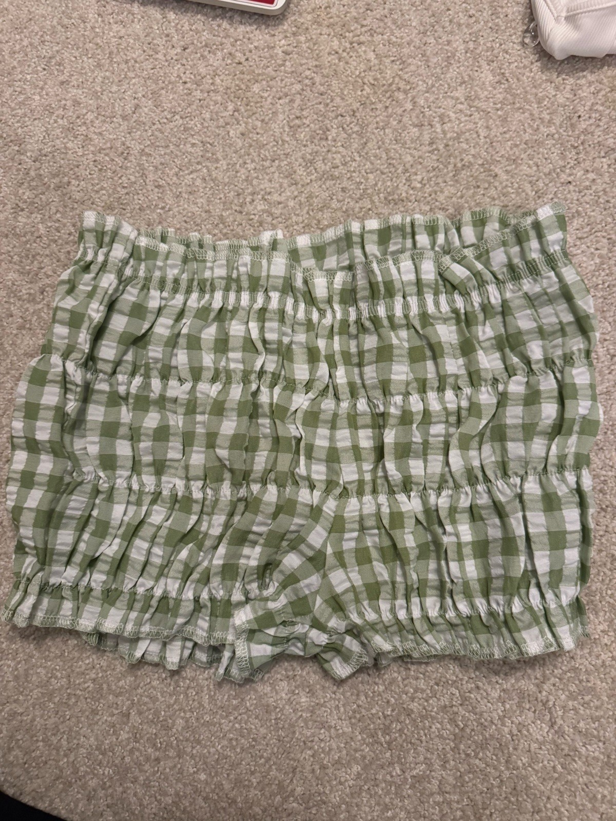 Green and White Stripped high waisted short medium SHEIN