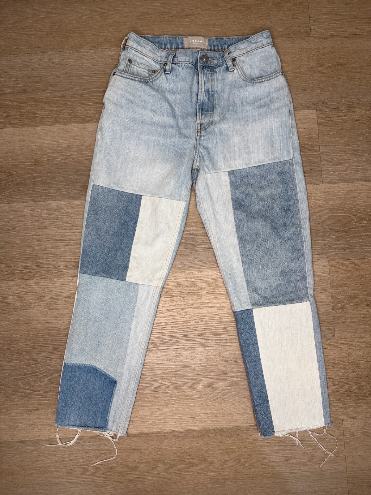 EVERLANE $128 The ’90s Cheeky Mended Patchwork Jean Ankle Non-Stretch Size 26