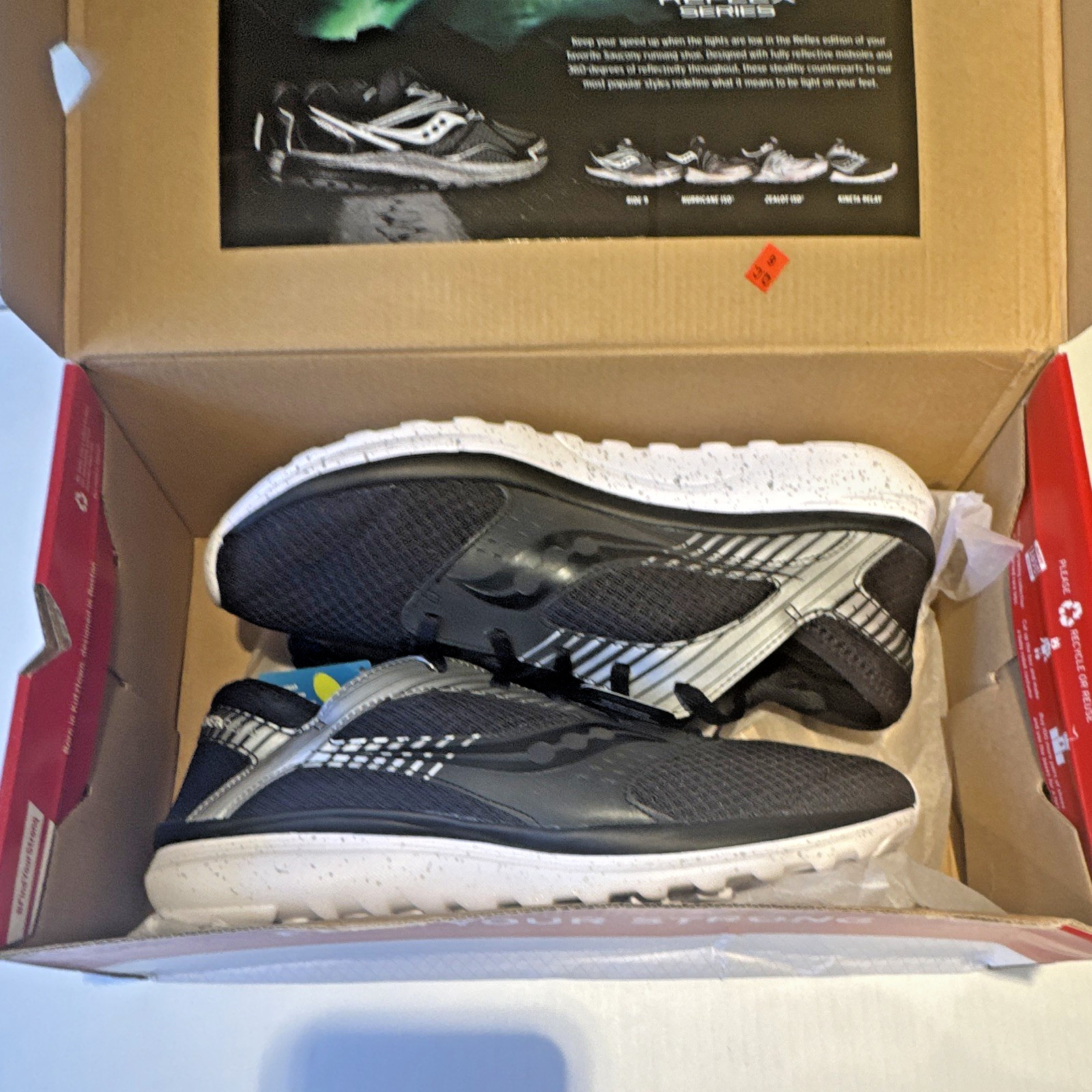 Saucony Kineta Relay Reflex Black Silver Low Top Mesh Sneaker S25315-1 sz 11.5m
