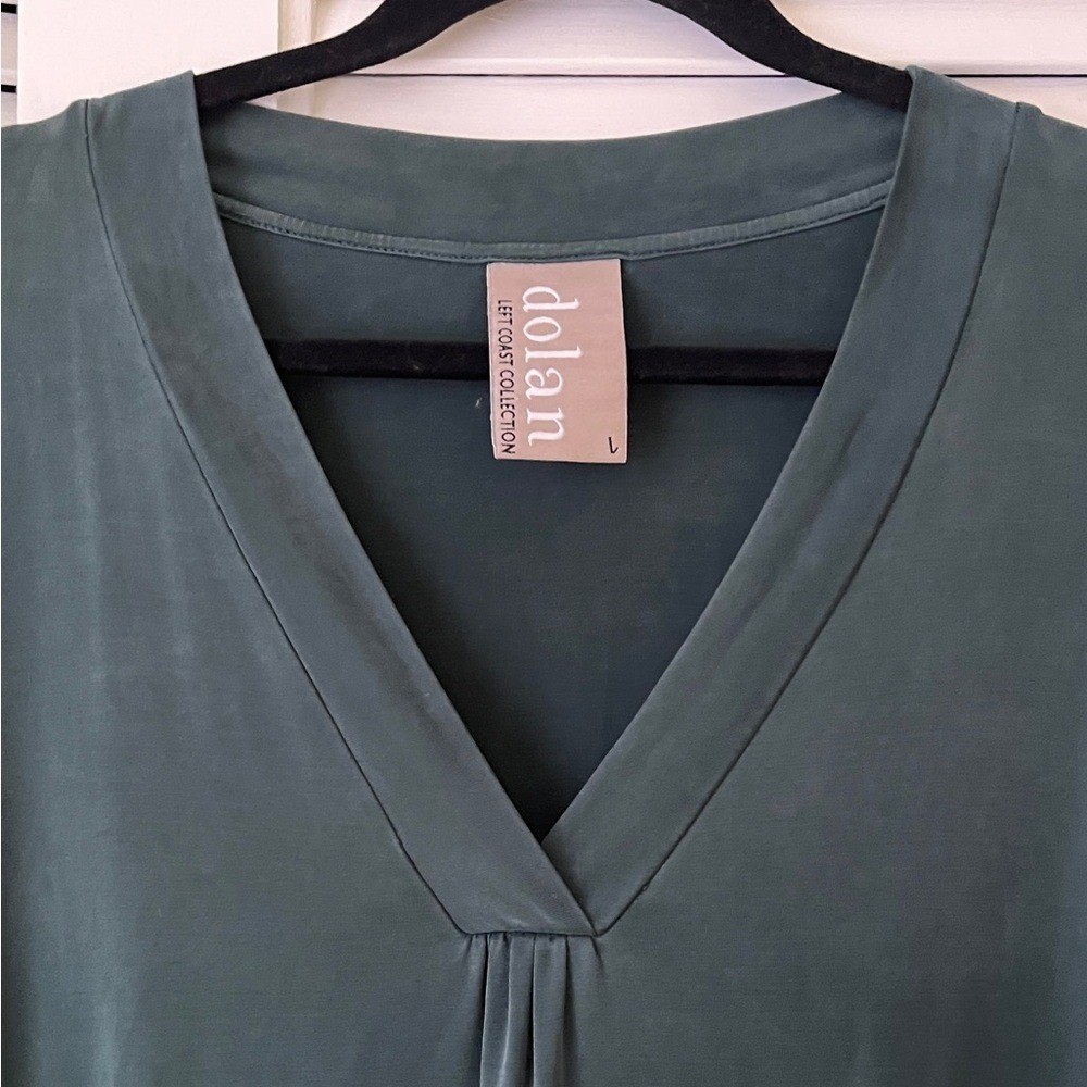 Anthropologie Dolan Left Coast Tegan Green Cupro Tunic Dress V Neck Sz L