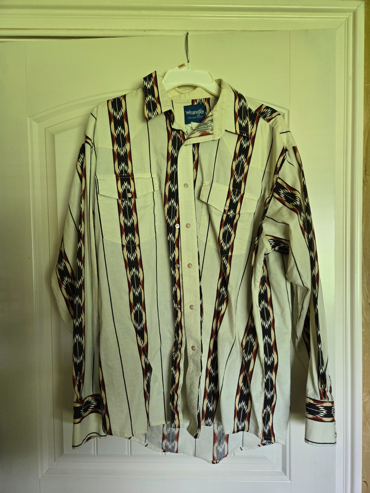 vintage wrangler mens western pearl snap shirt