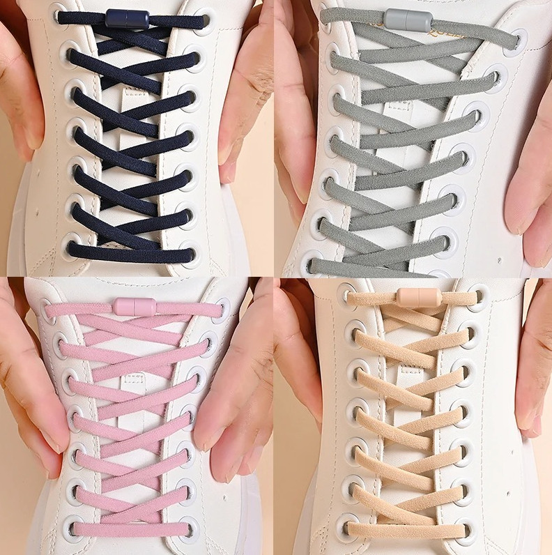 1 pair Elastic No Tie Shoelaces Quick Lock Sneaker Shoe Laces