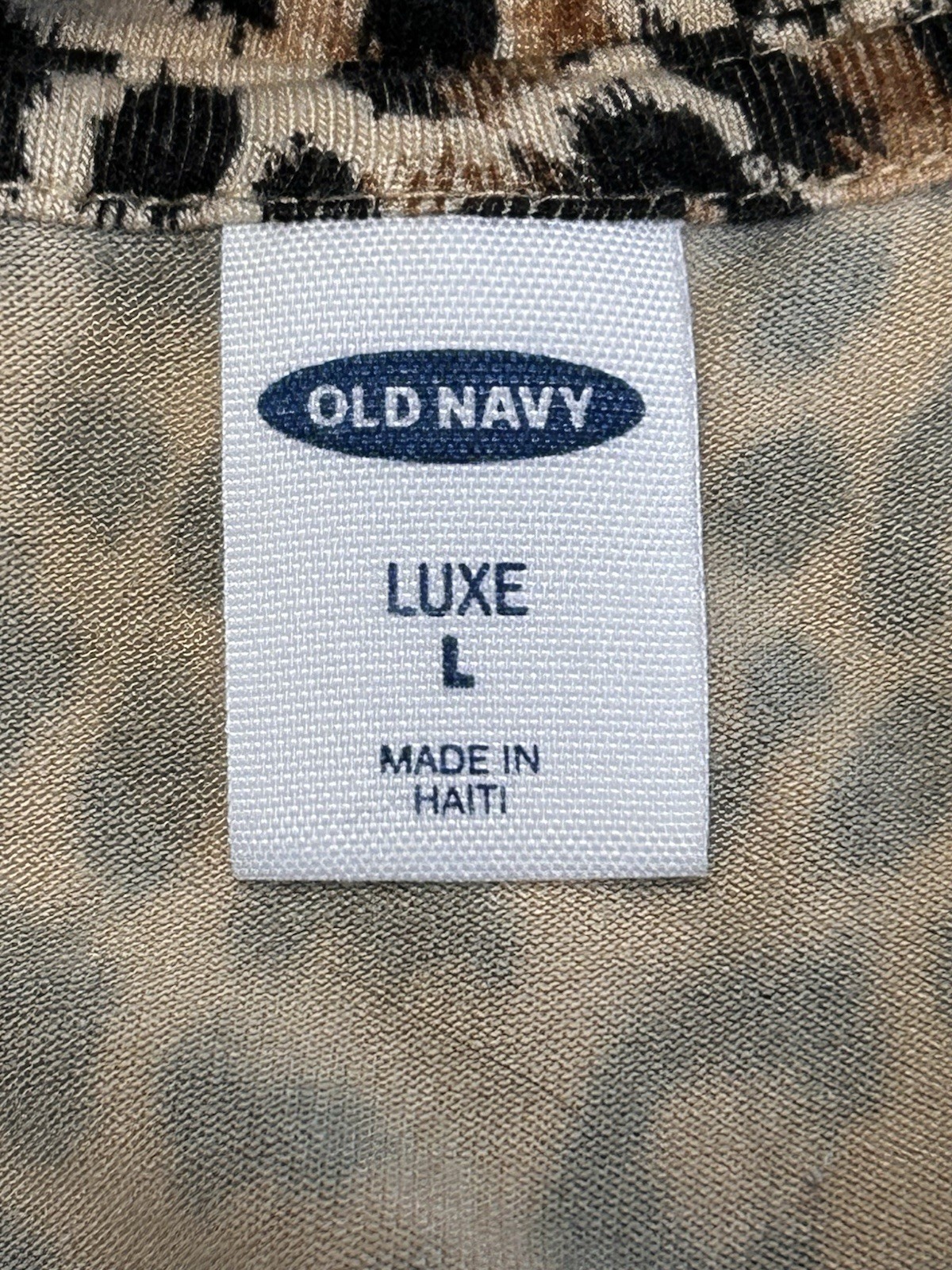 OLD NAVY LUXE~LARGE~BLACK & BROWN ANIMAL PRINT PULLOVER SLEEVELESS SWING TOP~L