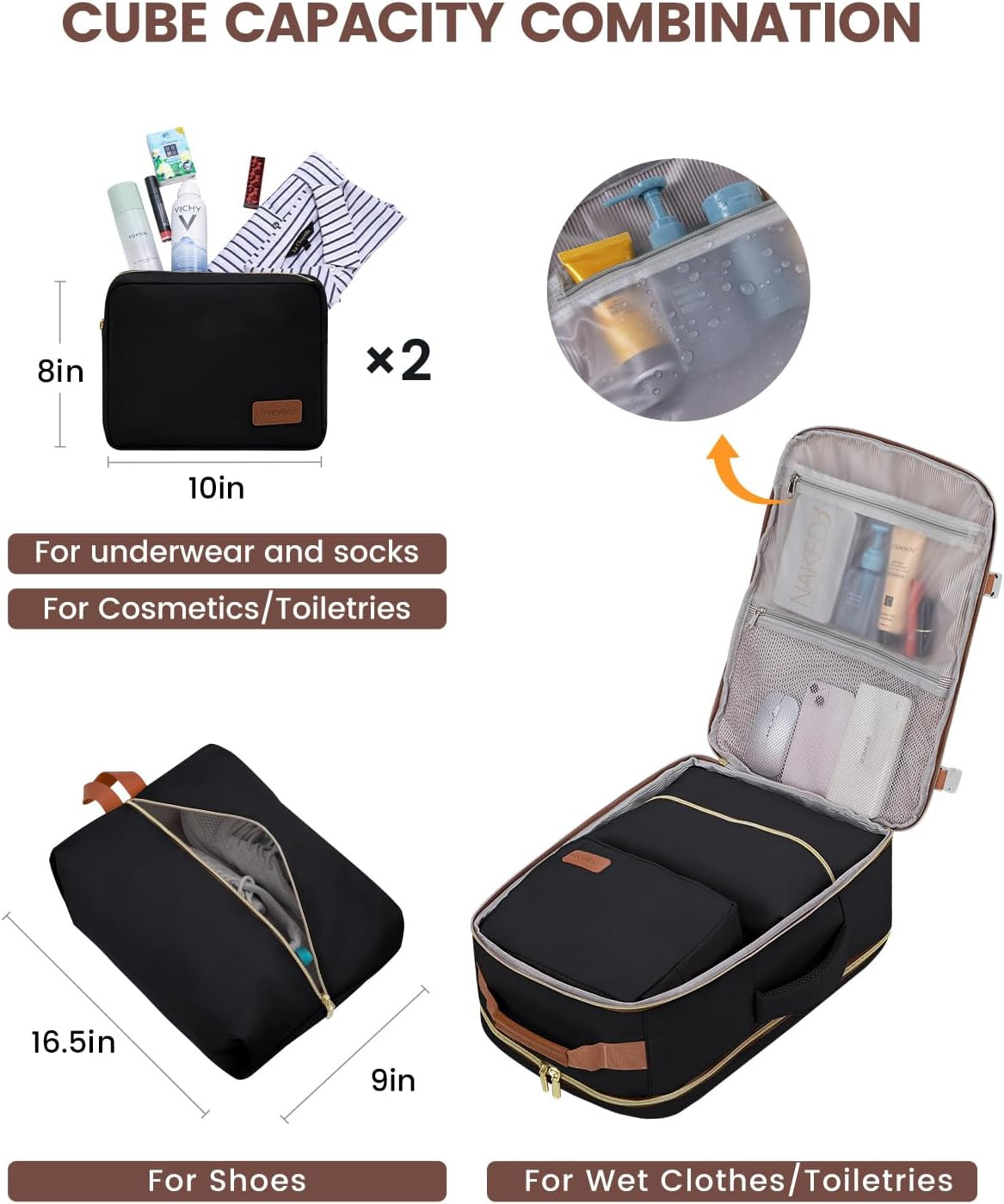 40L Travel Backpack for Women & Men, Airline Approved Carry on Luggage with 3 Pa