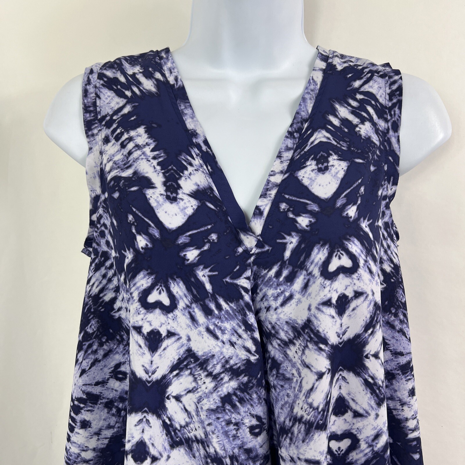 Simply Vera Vera Wang Blouse Women’s XS Sleeveless Hi/Low Purple Tie Dye Chiffon