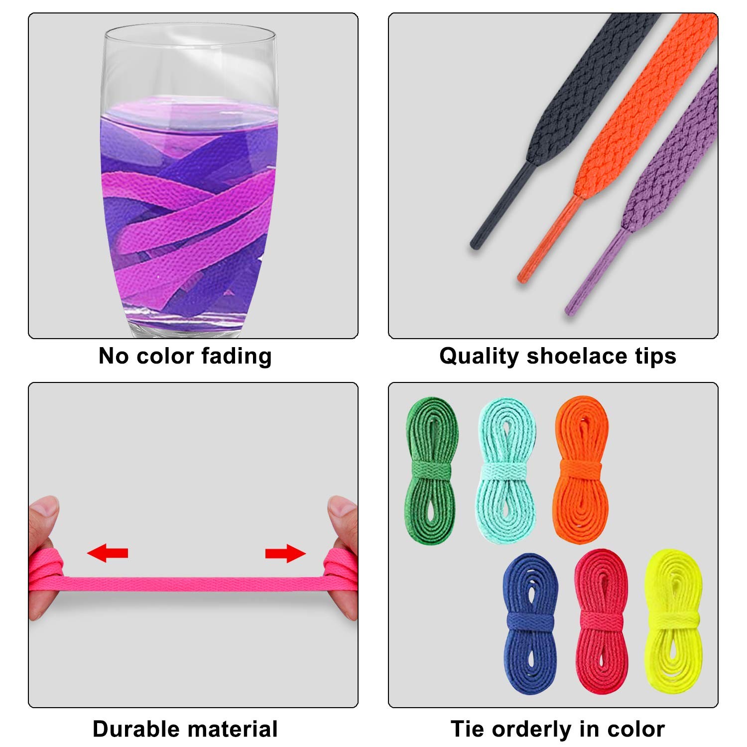 BQTQ 40 Pairs Colored Shoe laces Flat Shoelaces 28 inches, Multicolor