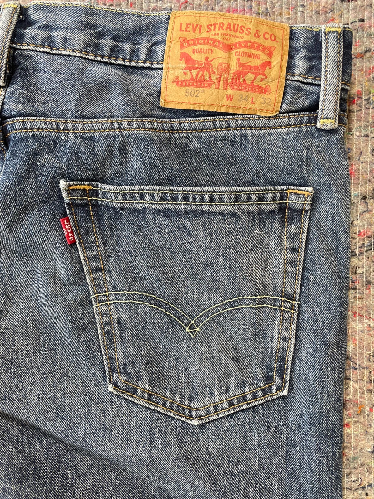 Levi’s 502 Jeans W34 L32 Blue Regular Tapered Denim Men’s Levi Strauss 34×32