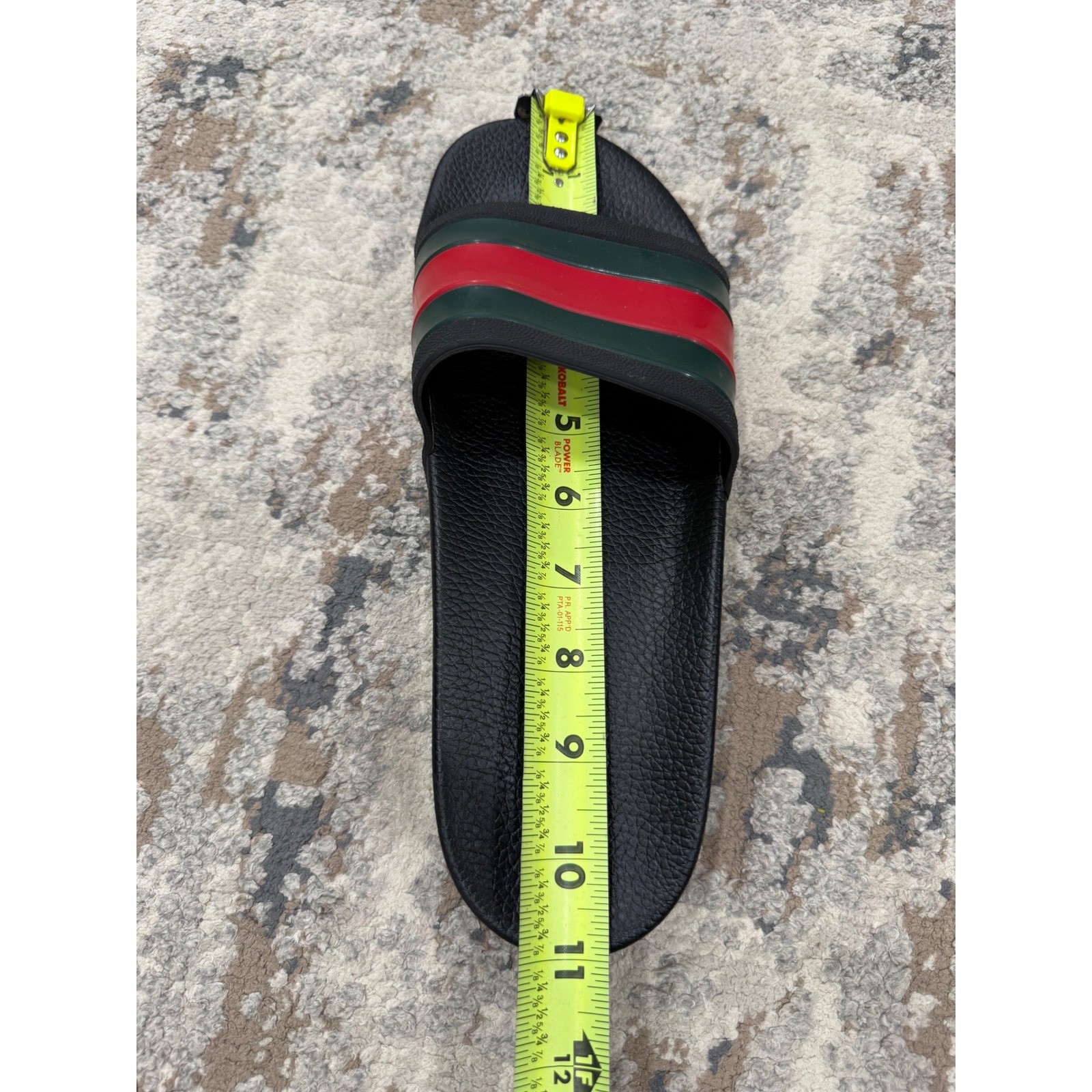 Gucci Web Slide Sandals Black Green Red Stripe Rubber Mens Size 42 Italy
