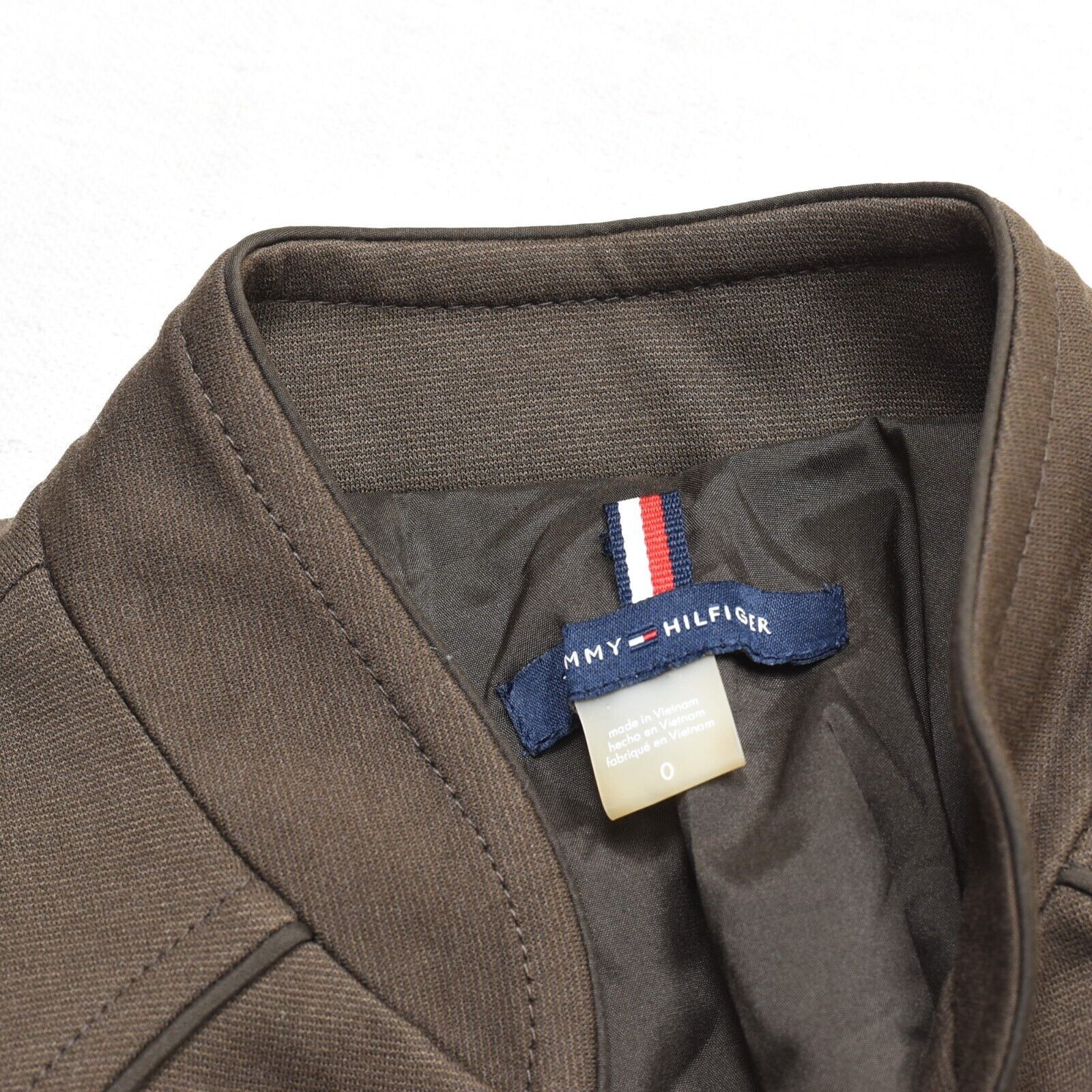 Tommy Hilfiger Women Double Breasted Blazer Jacket Solid Polyester Brown Size 0