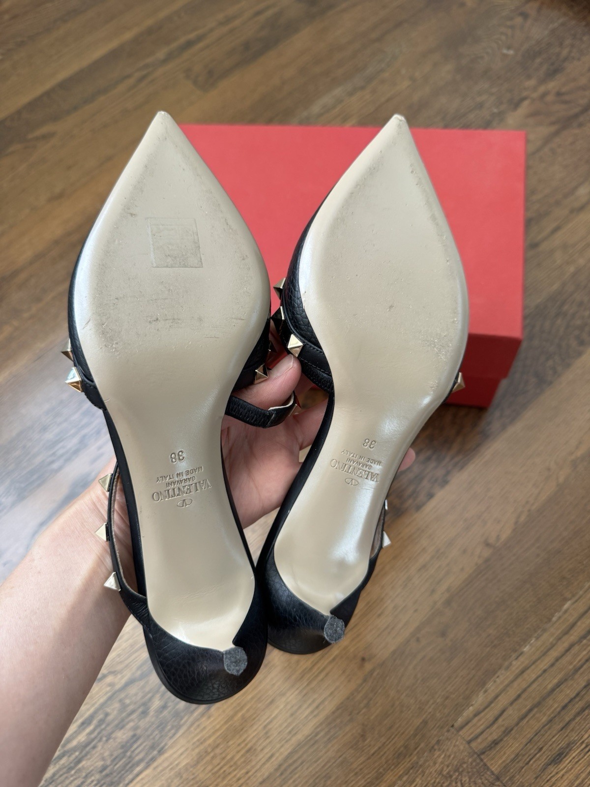 Valentino Garavani 50mm Rockstud Pointed Toe Mule In Black Size 38EU/8B