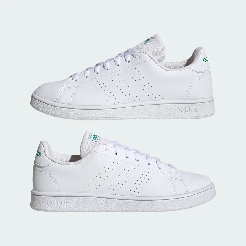 Adidas Advantage Base Sneaker Shoes White w/ Green Mens Size 13 New (GW2063)