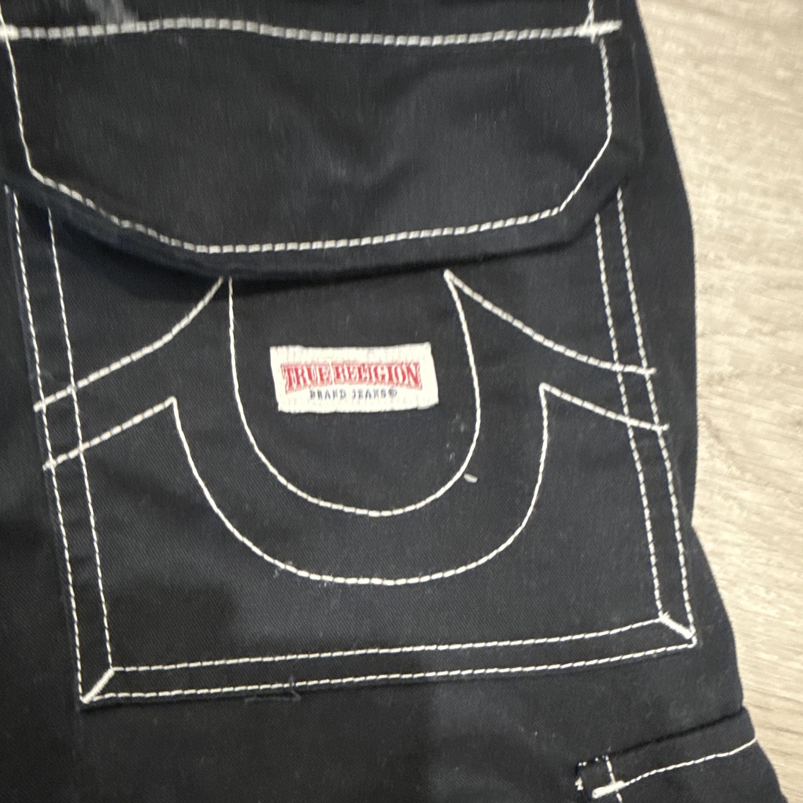 True Religion Men’s Black Dark Wash Straight Regular Fit Mid Rise Jeans 36