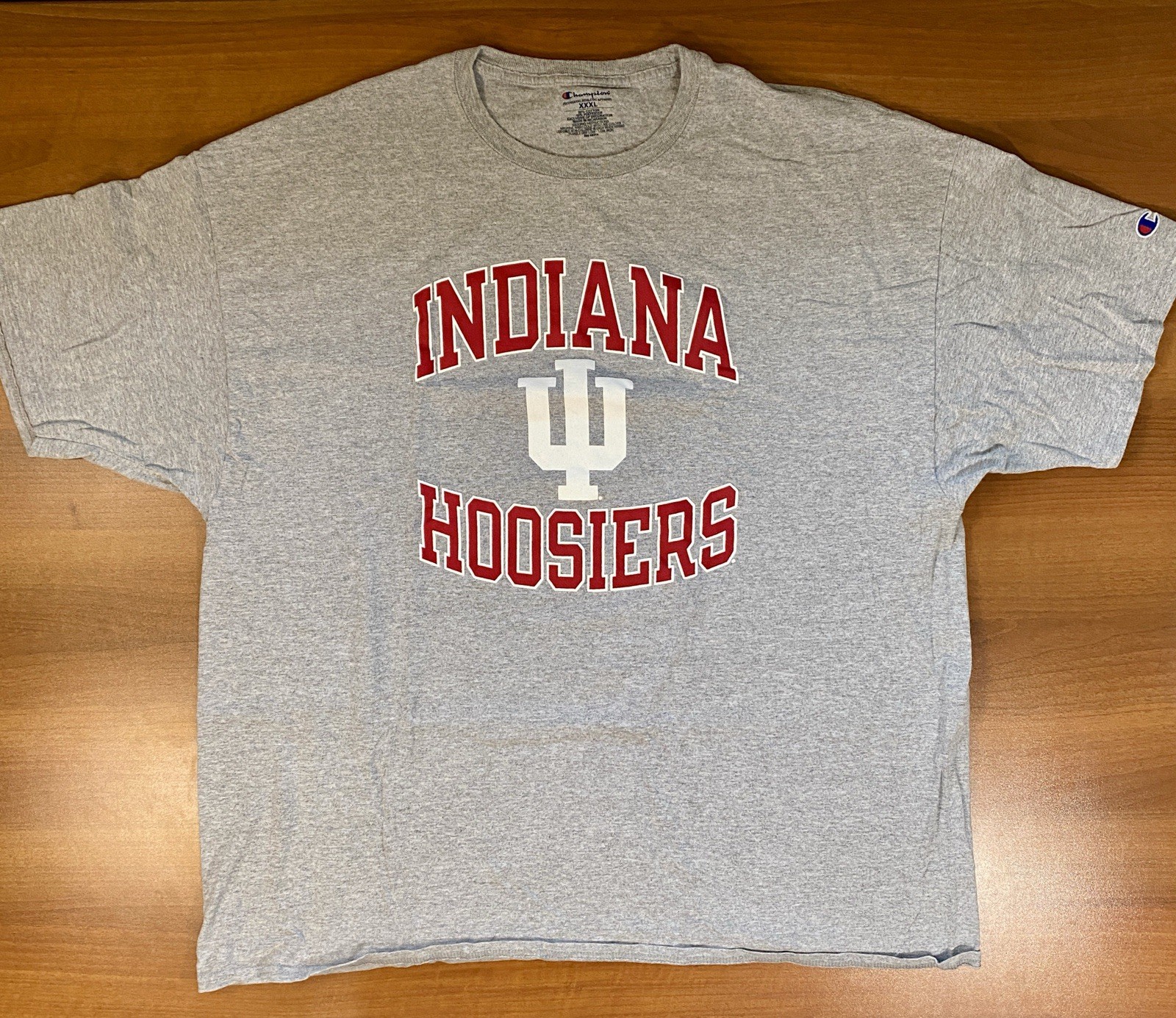 Champion Indiana Hoosiers Graphic T Shirt Mens 3XL Crew Neck Gray NCAA