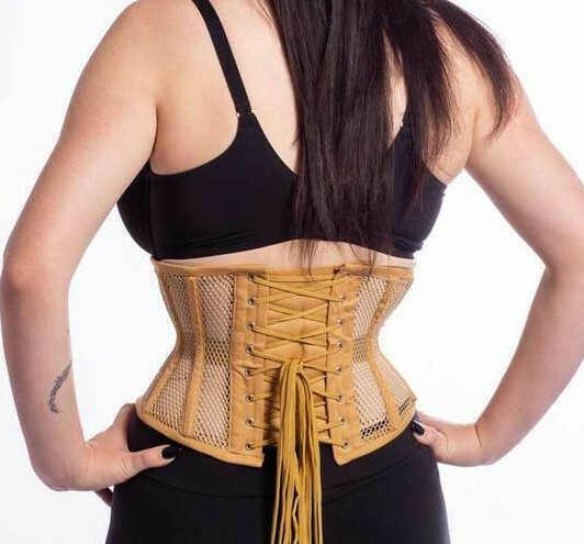 201 Authentic Beach Beige Mesh 30″ Steel Boned Underbust Waspie Corset