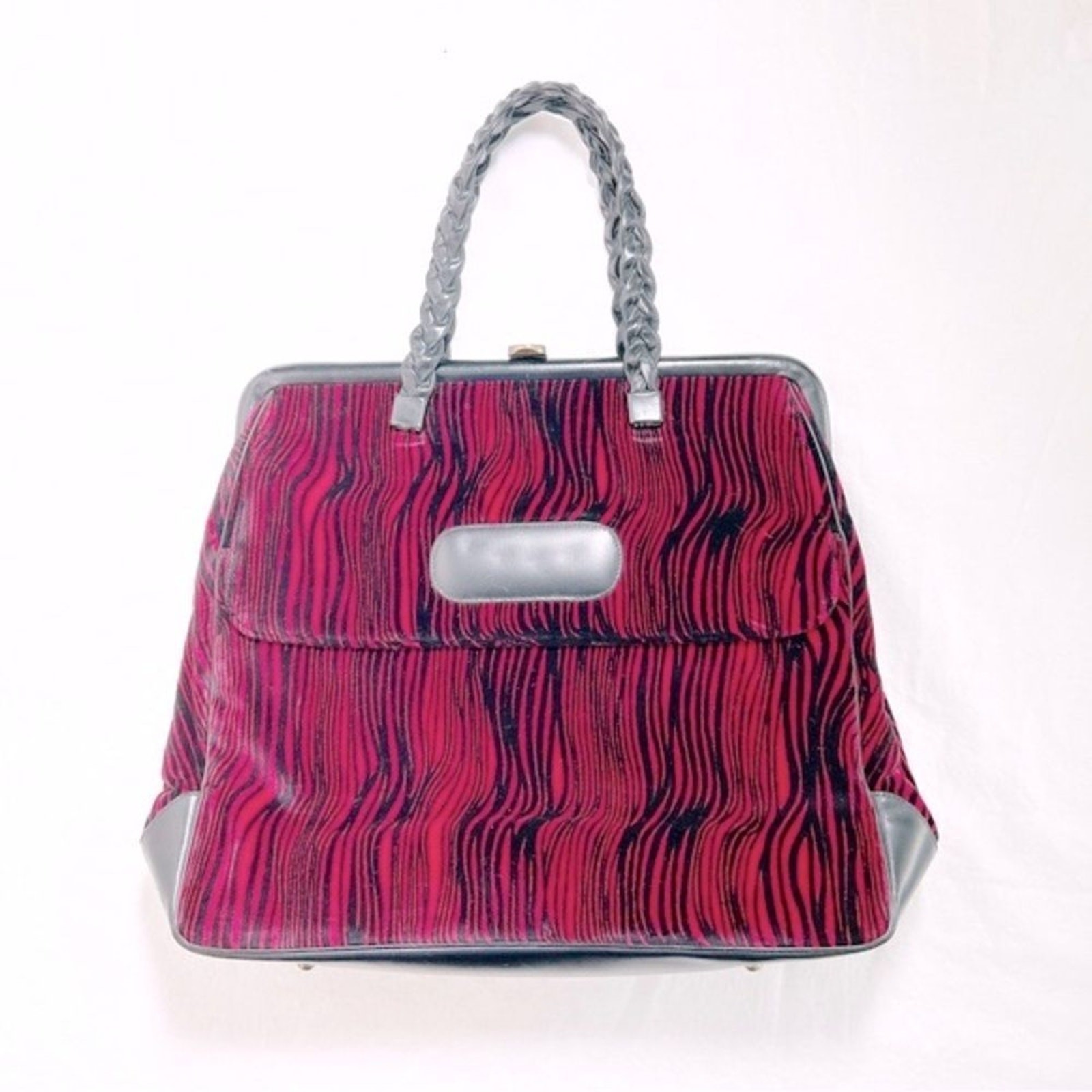 Vintage 1950s Greta Originals Zebra Print Velvet Handbag