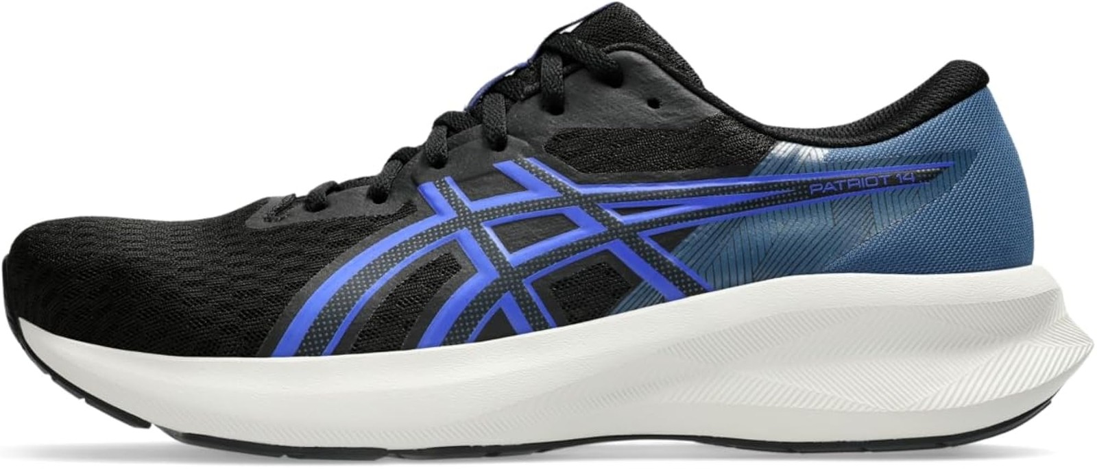ASICS Men’s Patriot 14 Running Shoes – Black/Neon Blue – 10.5