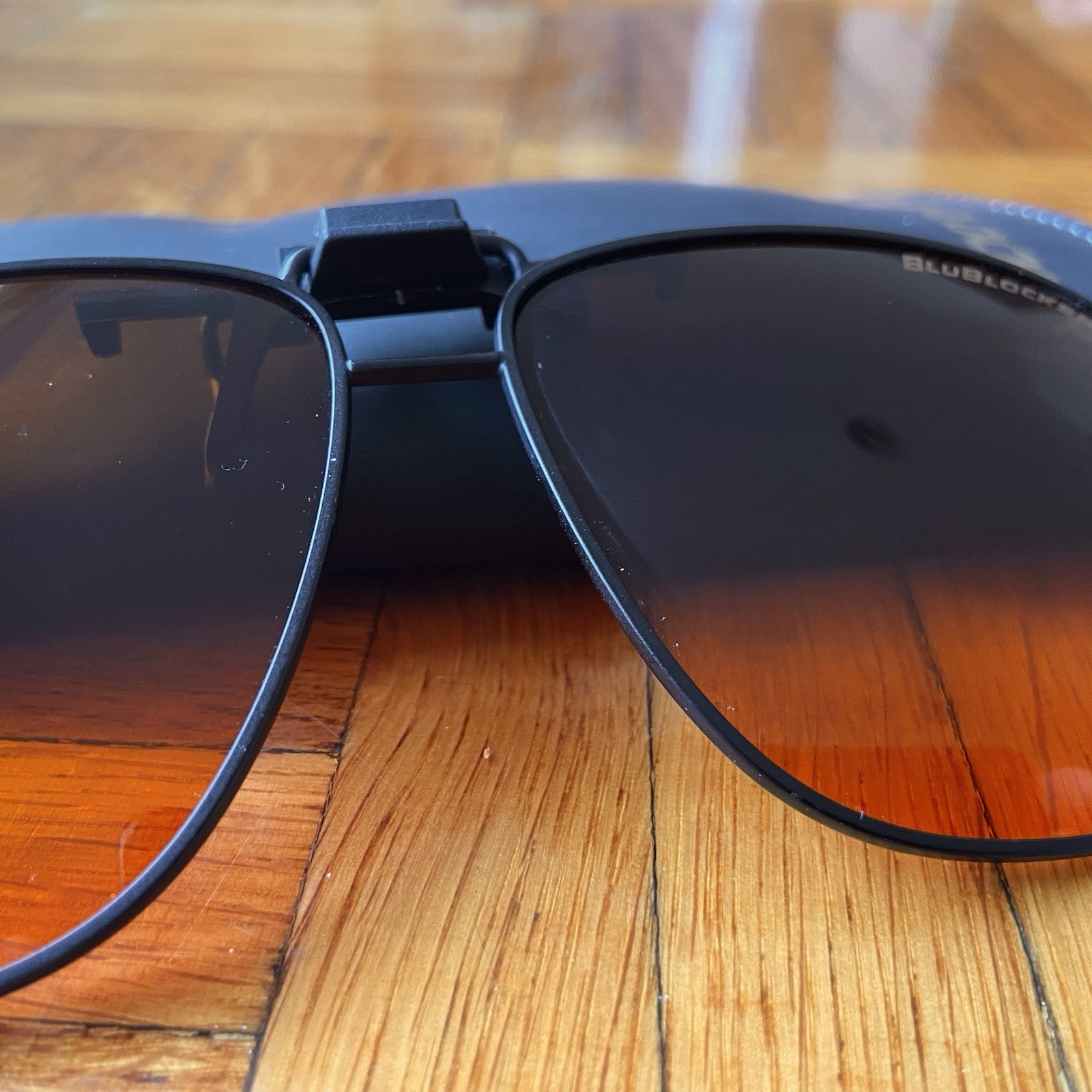 Vintage BlueBlocker Aviator Clip-on Sunglasses High Resolution Black Metal Frame