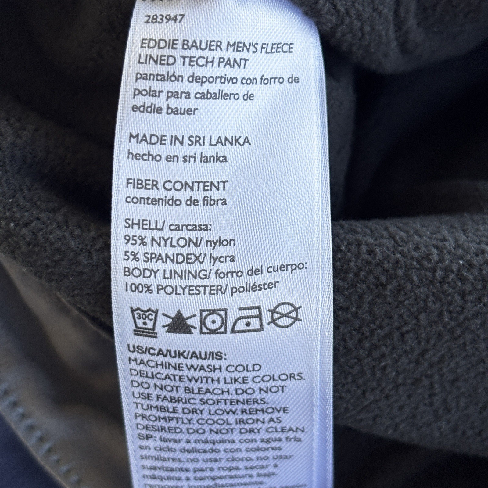 Eddie Bauer Mens Fleece Lined Tech Pants Blue Stretch W40 L32 Winter