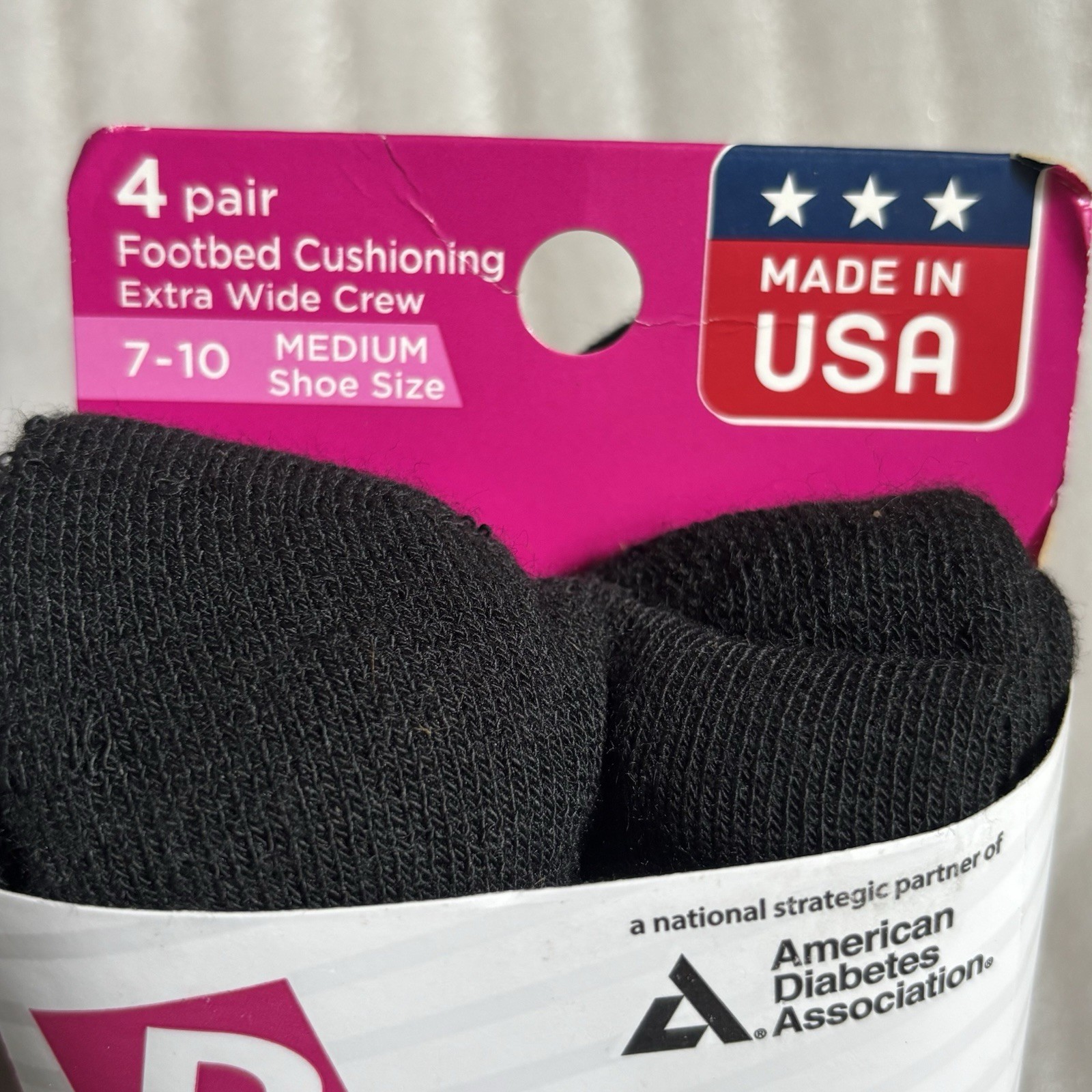 2 Four Pair Packs Medi Peds Diabetic Socks Size 7-10 Black