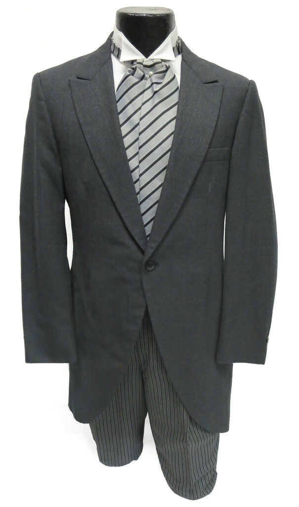 Men’s Gray Cutaway Coat Frock Long Tails Morning Dress Wedding Victorian 39R