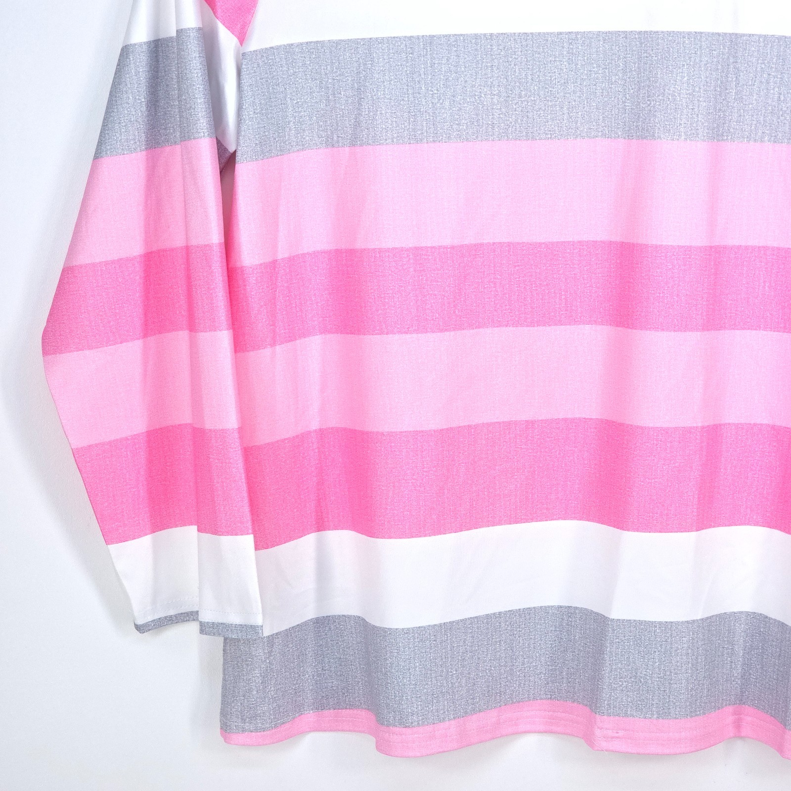 Striped Button Accent Tunic Top Womens 3XL Pink White Gray Coastal Career Office