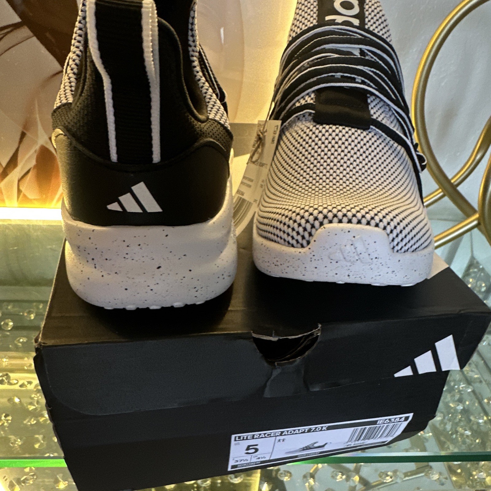 adidas Lite Racer Adapt 7.0 K Unisex Kids Slip-On Sneakers Black/White US 5