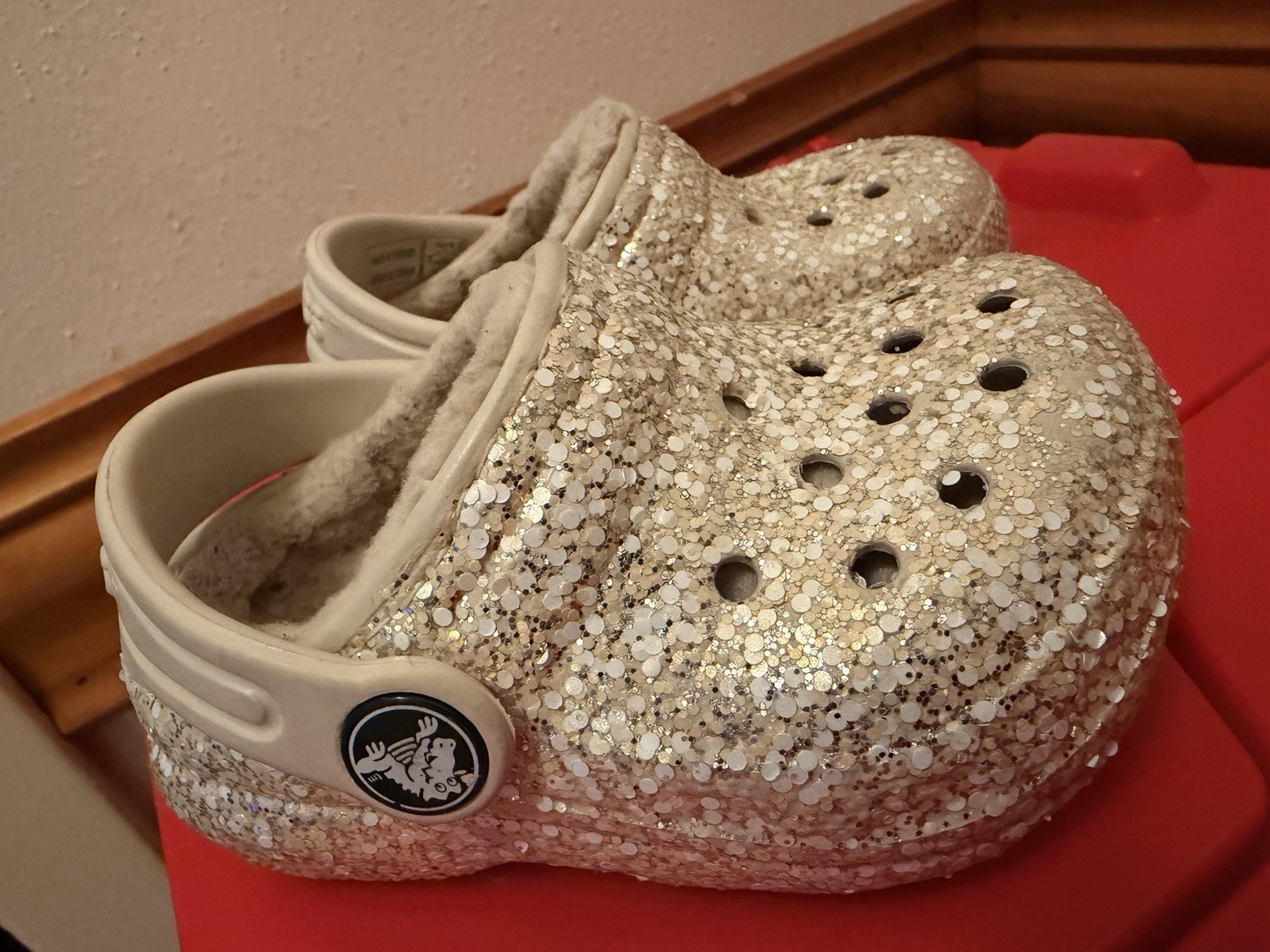 Crocs Slip On 4c White Glitter Slip On Clog Toddler Shoes