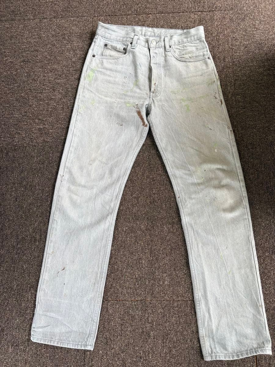 80s Levi’s 501 Yarn-Dyed Gray Made in USA Paint Splatter Vintage W32