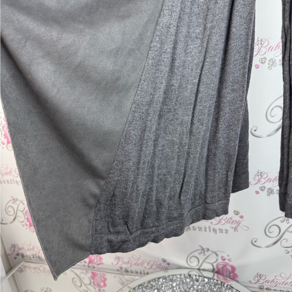Gerry Weber sweater open front waterfall Charcoal Cardigan with Eyelet Accents