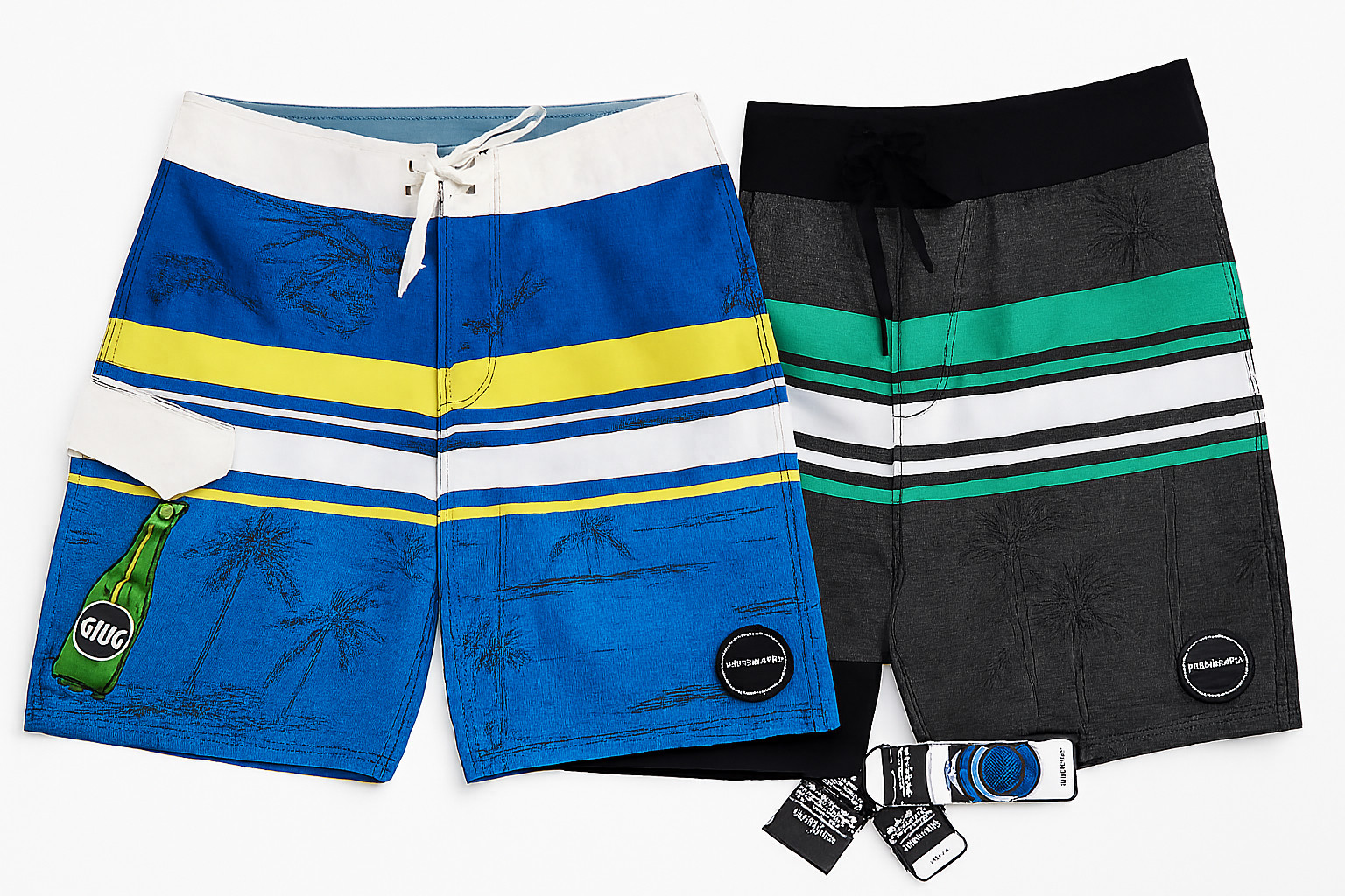 2-ISLAND DAZE BOARD SHORTS/BOTTLE OPENER 4 WAY STRETCH BLUE – NEW W/TAGS SIZE:32