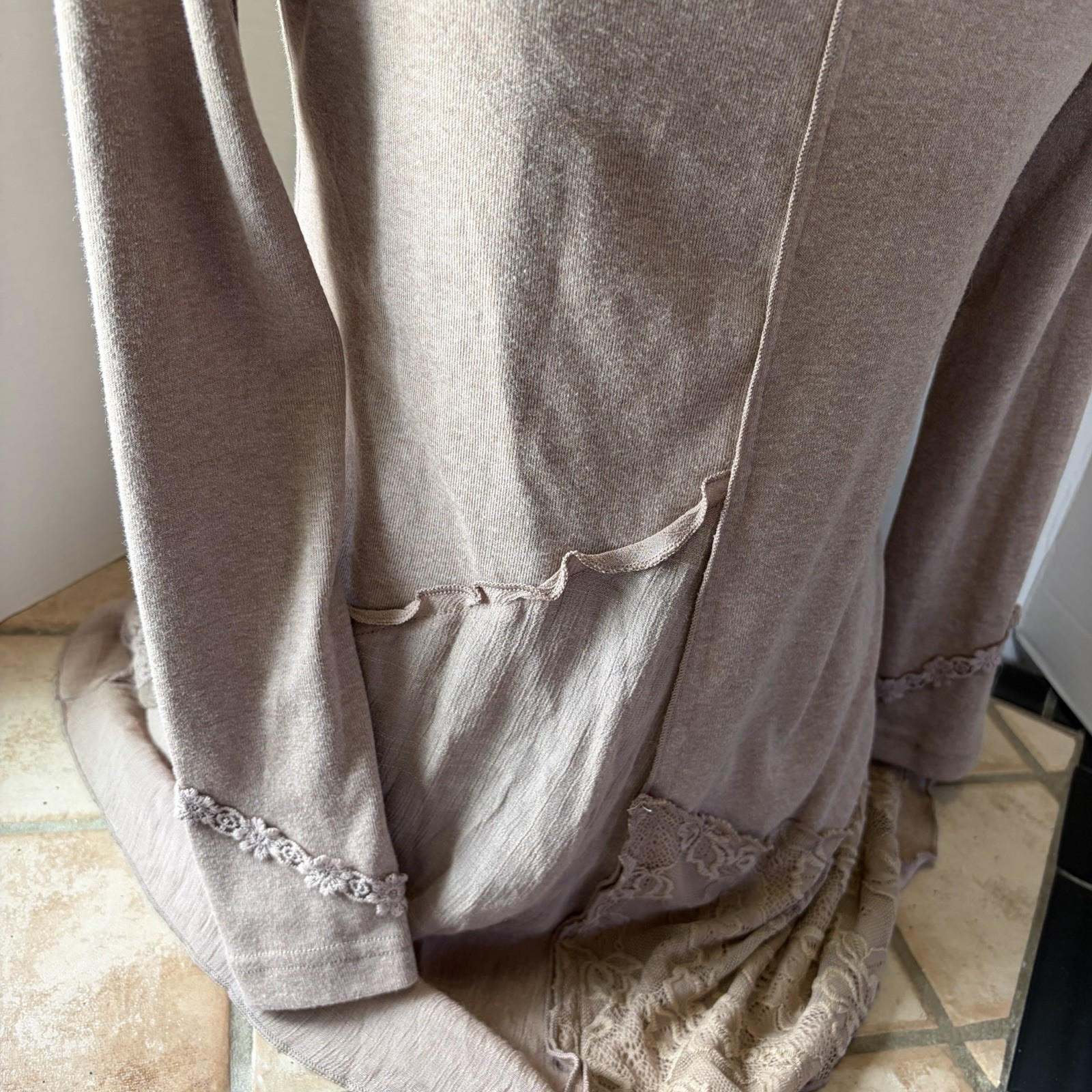 Pretty Angel Beige Fairy Whimsy Boho Lace Blouse Top Women Medium