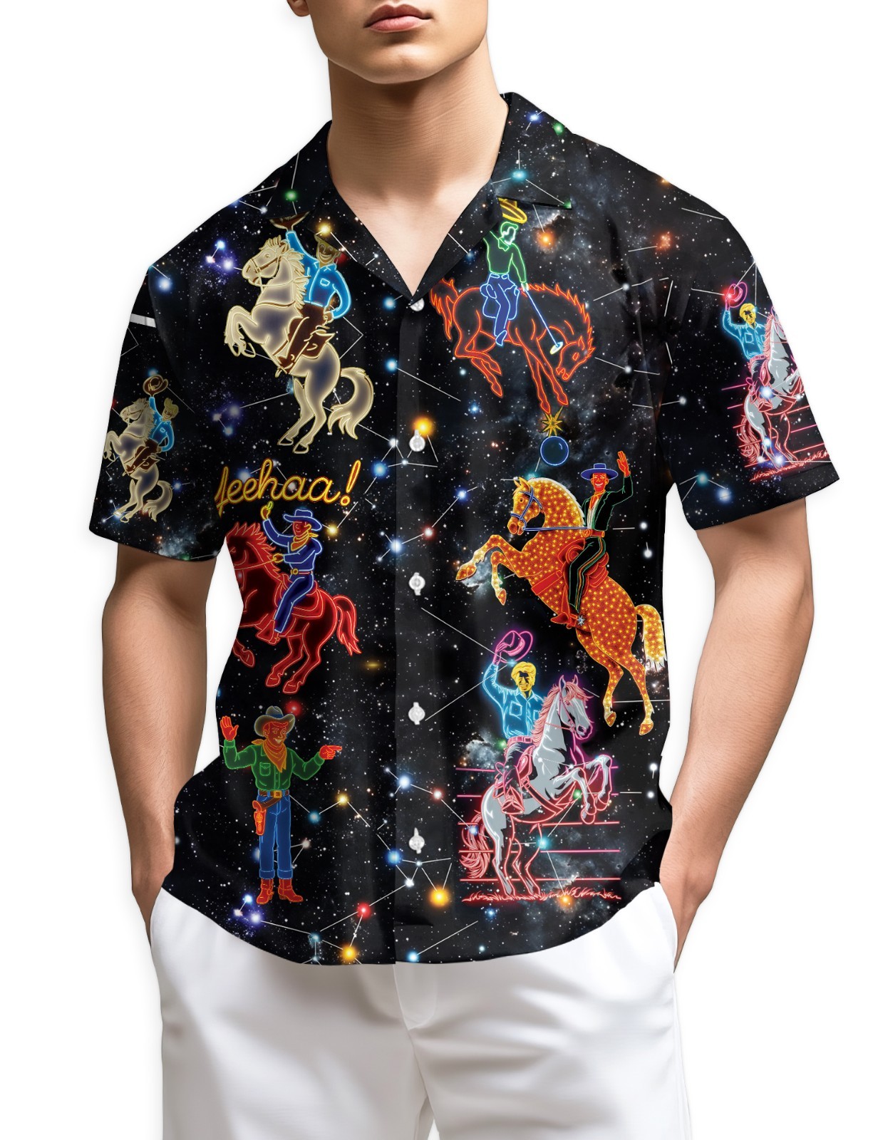 Cowboy Neon Hawaiian Shirt Western Rodeo Love Life 3D Aloha Gift