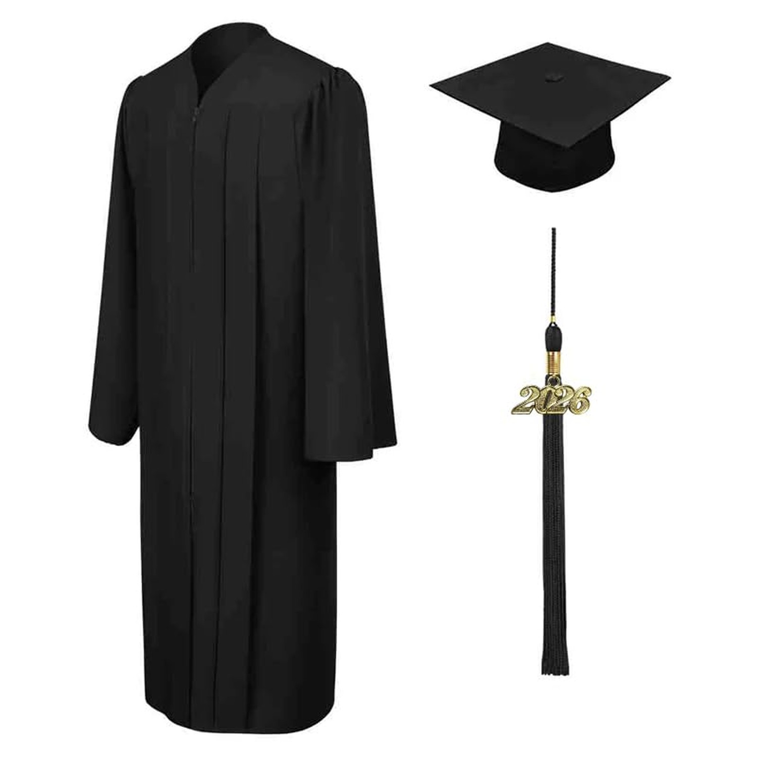 CLERKMANS Unisex Matte Graduation Cap Gown Tassel Package, High School and Un…