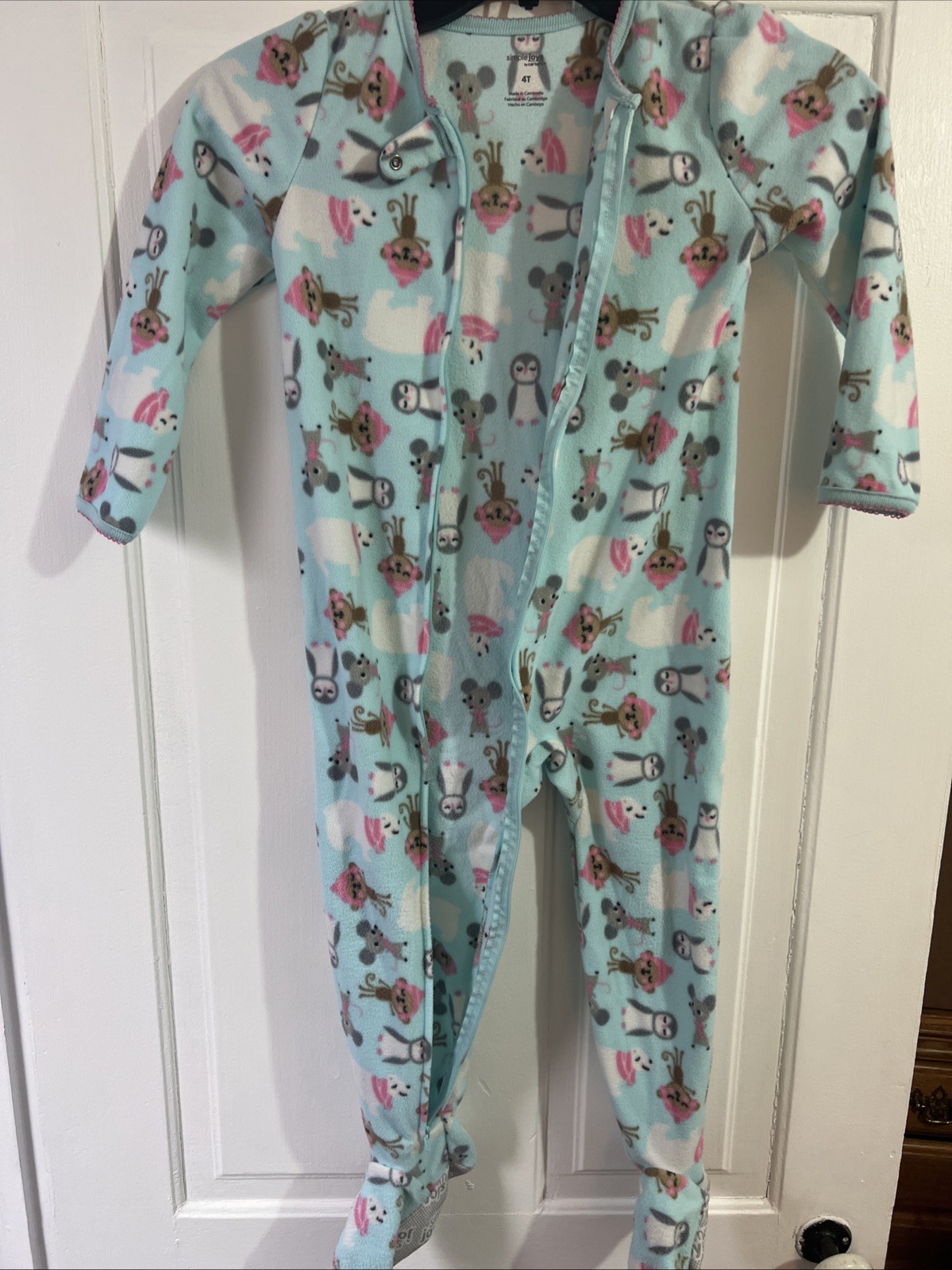 4T Simple Joys Zip Up Footie Pajamas Super Soft With Mouse,polar bear, Penguin