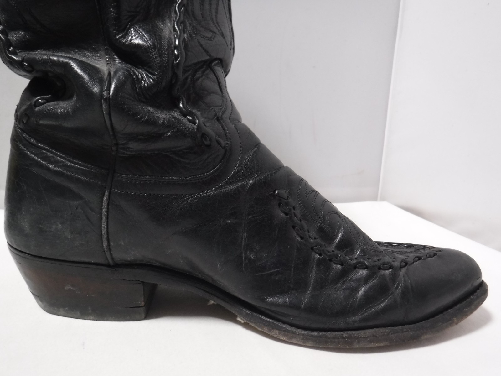 Dan Post-Phoenix Distressed Western Boots Men Size 8.5 EW Black Leather 16660