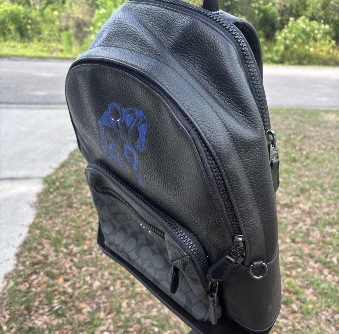 COACH Disney x Marvel Black Panther Leather Backpack w/ Signature Canvas