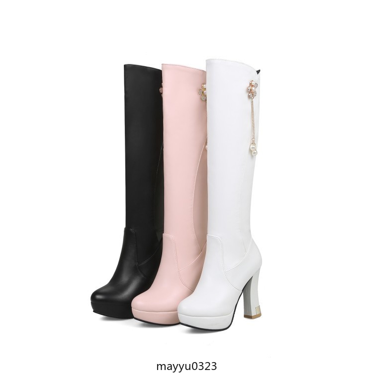 Womens Platform Zip Knee High Boots High Block Heel Winter Shoes Clubwear New