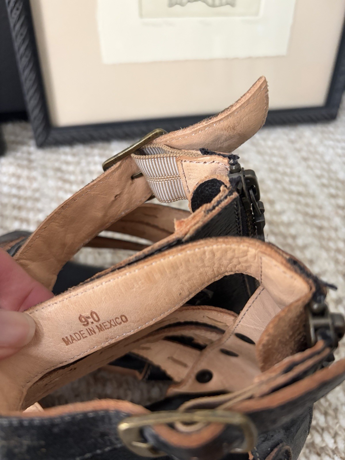 Bed Stu Artemis Style Leather Sole Sandals Black/Brown Gladiator Size 9