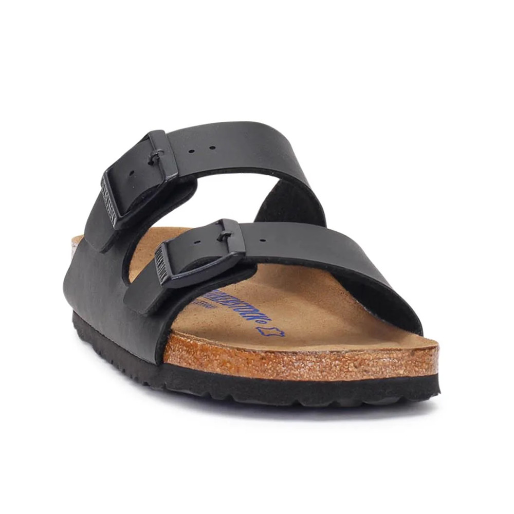 Birkenstock Arizona Black Soft Footbed Birko-Flor Leather Sandal Unisex Shoes