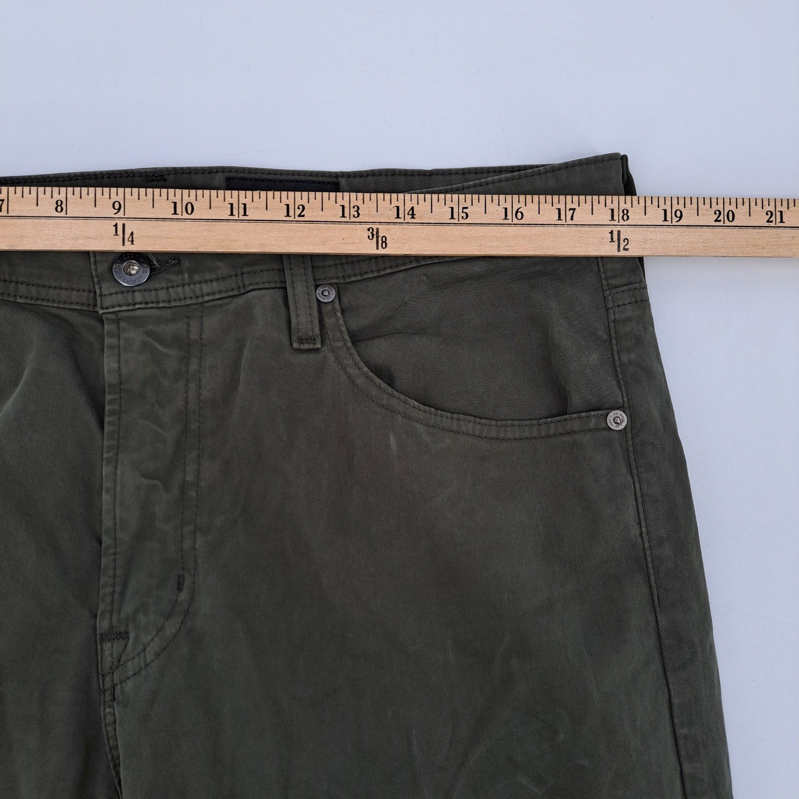 Adriano Goldschmied Everett Slim Straight Pants Mens 35×34 Italian Olive Green