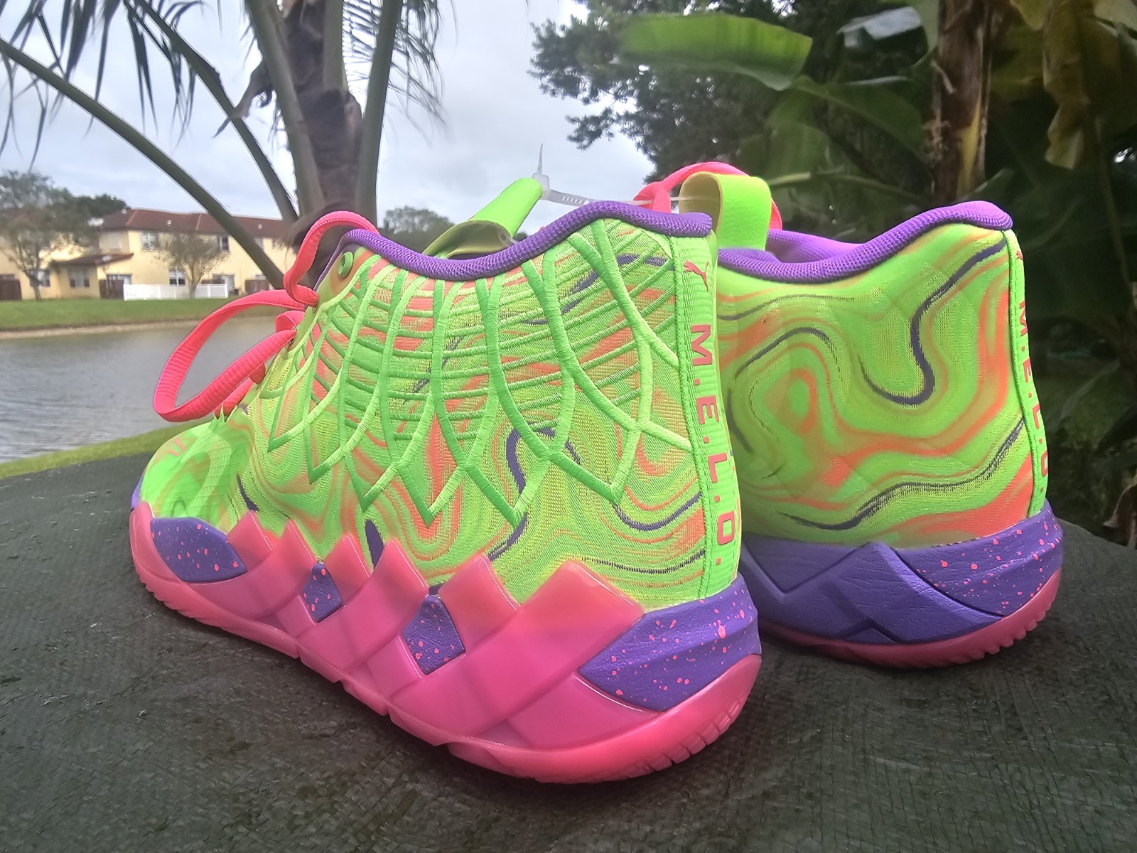 Size 13 Puma MB.01 Men Basketball Shoe Green/Pink/Purple LaMelo Ball 310437 01