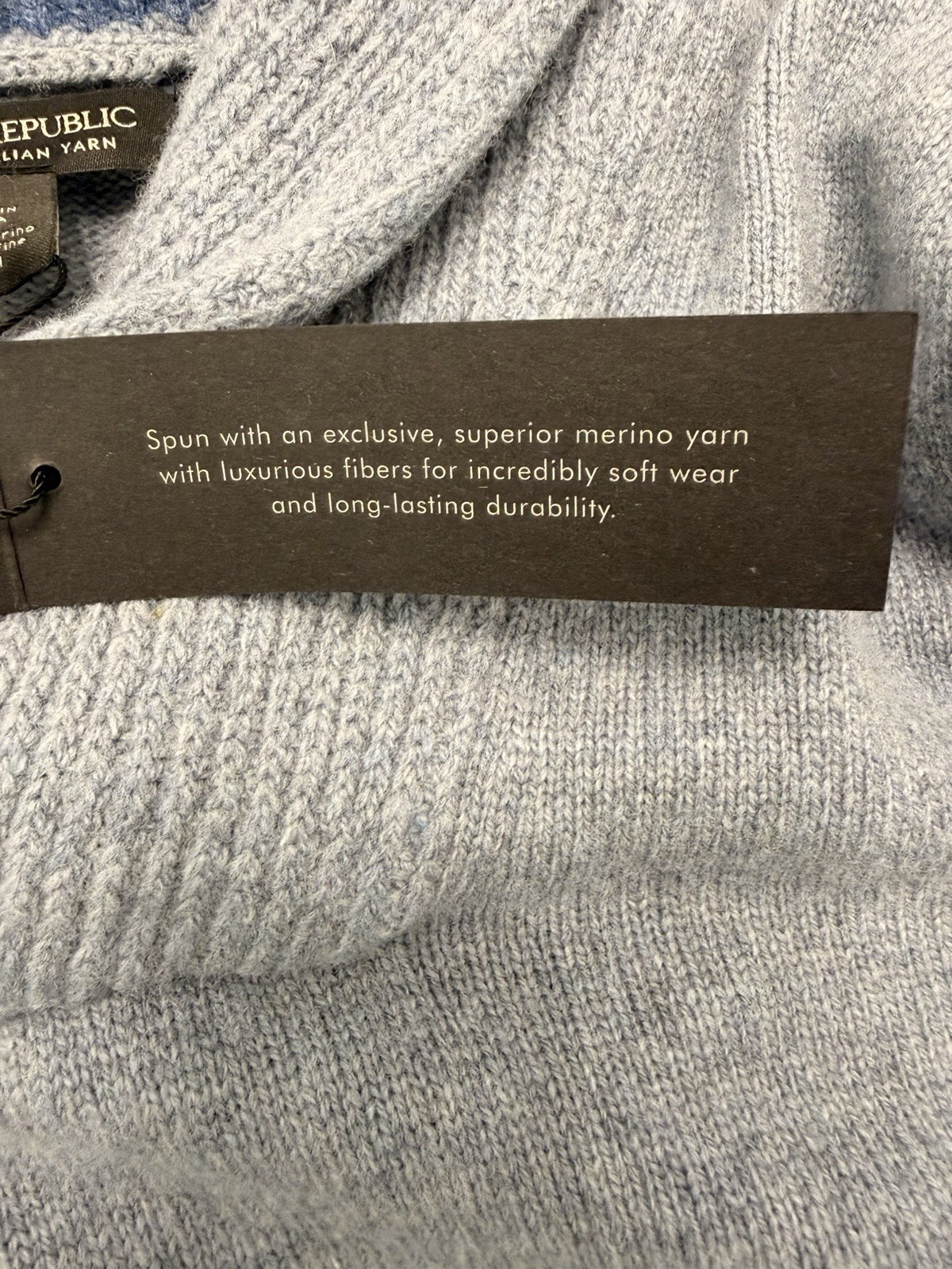 NWT Banana Republic 100% Merino Wool Shawl Collar Sweater Mens M Blue Italy