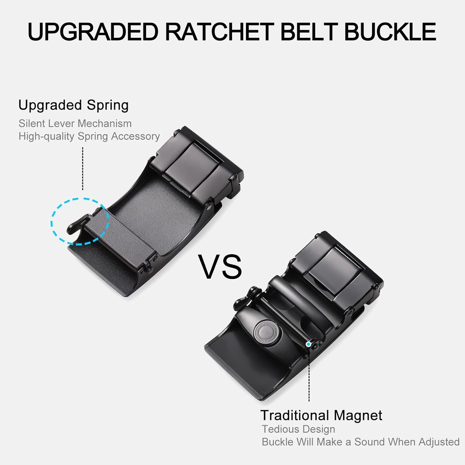 Men’S Leather Belt Automatic Ratchet Buckle Slide Belt Trim to Fit with Gift Box