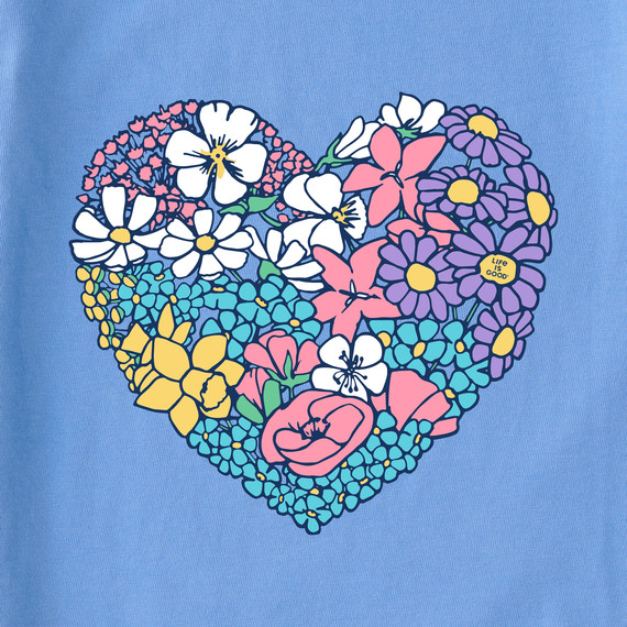 NWT Women’s Life is Good Spring Wildflower Heart Blue Crusher High-Low Tank