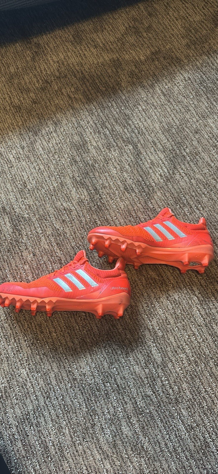 adidas UltraBoost Men’s Orange Low Top Lace-Up Athletic Sneaker Plastic Cleats