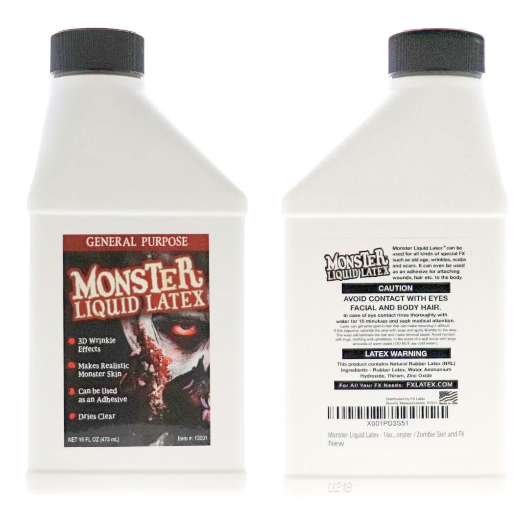 Monster Liquid Latex – Dries CLEAR – Creates Zombie Skin and FX