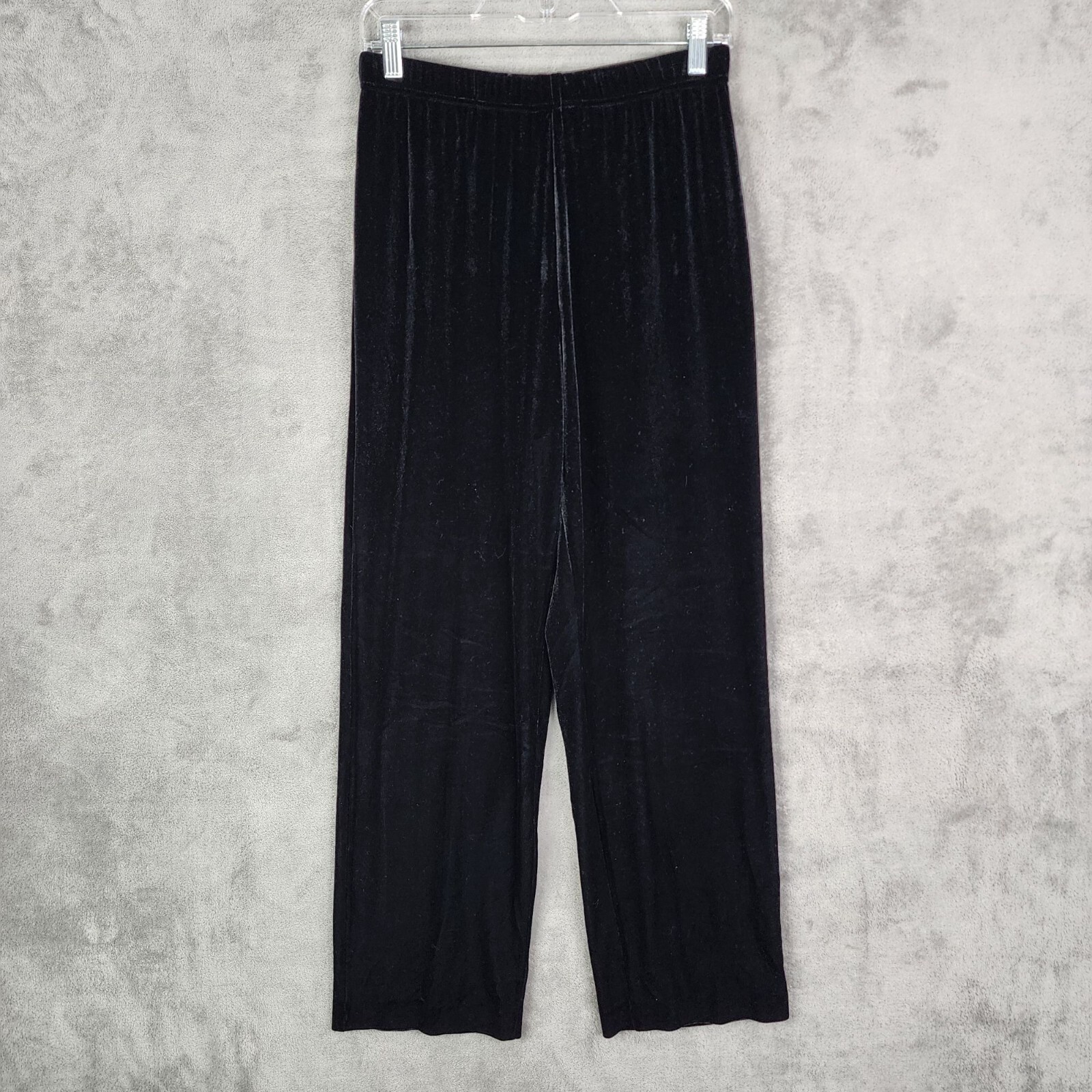 Womens TanJay Black Velour Velvet Pants Polyester Spandex Blend Stretch Size S