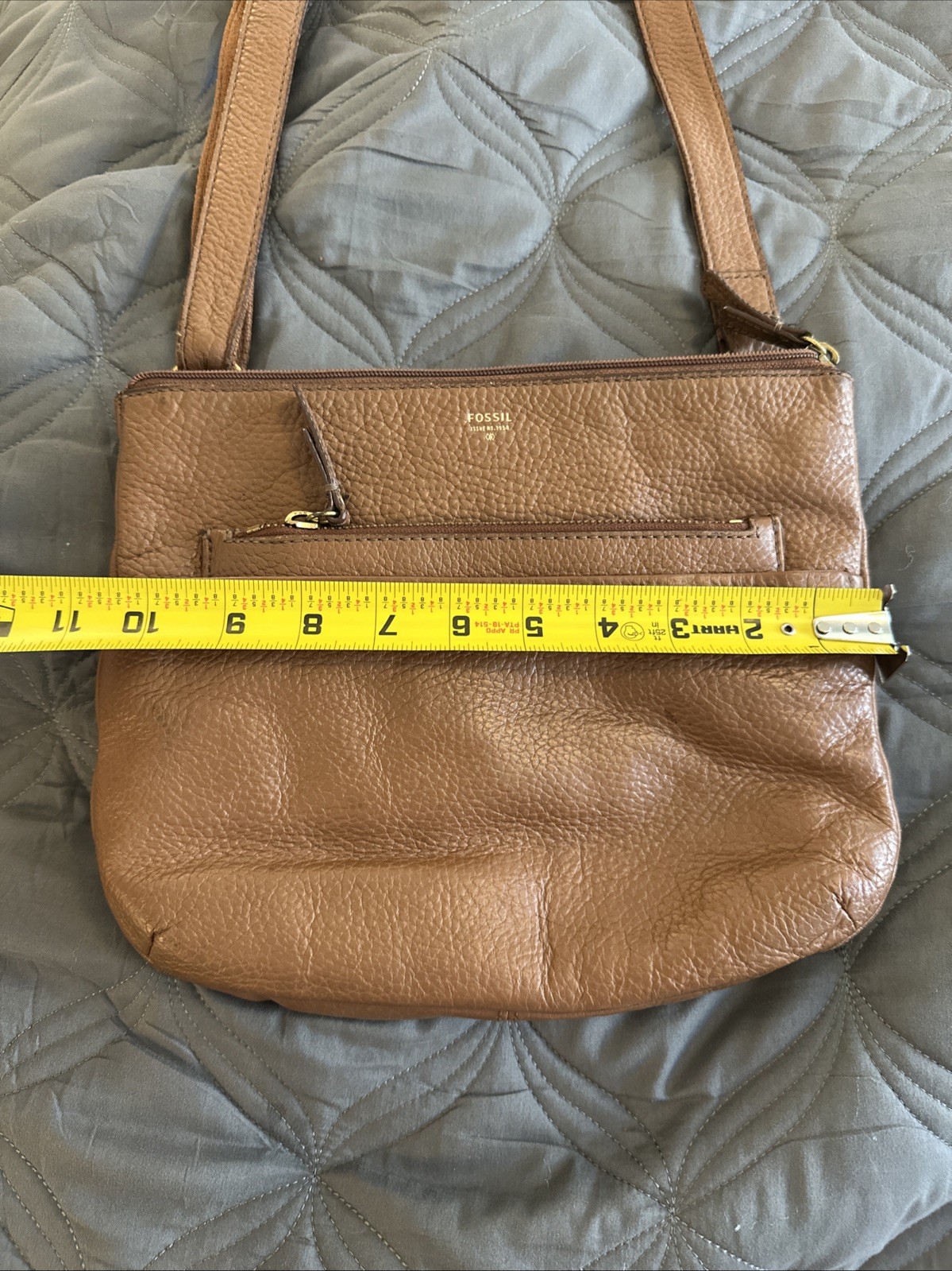 Fossil Tinsley Brown Pebbled Leather Crossbody Handbag $168 MSRP