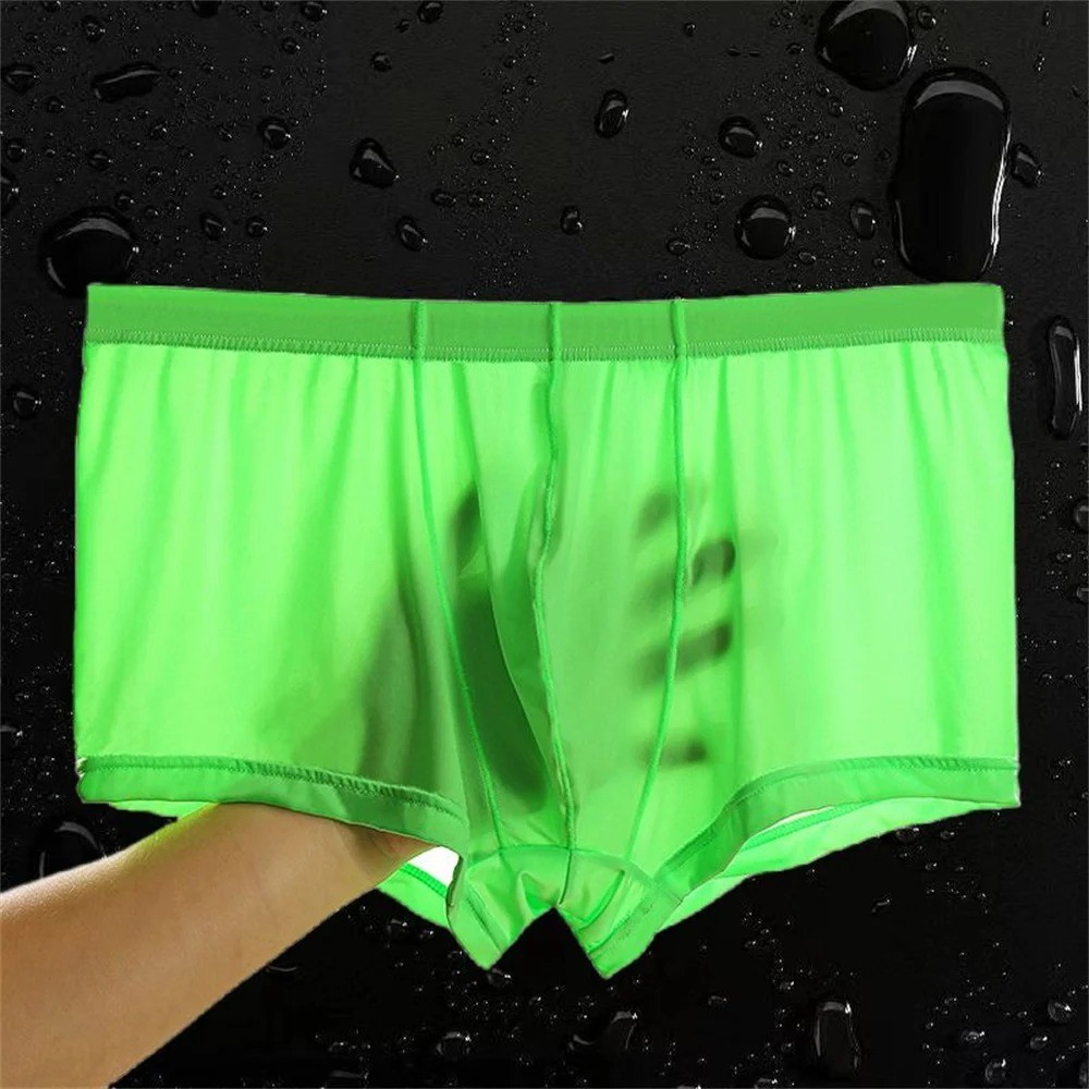 Ultra Thin Ice Silk Boxers Underwear Men Semi-transparent Seamless Sexy Male*