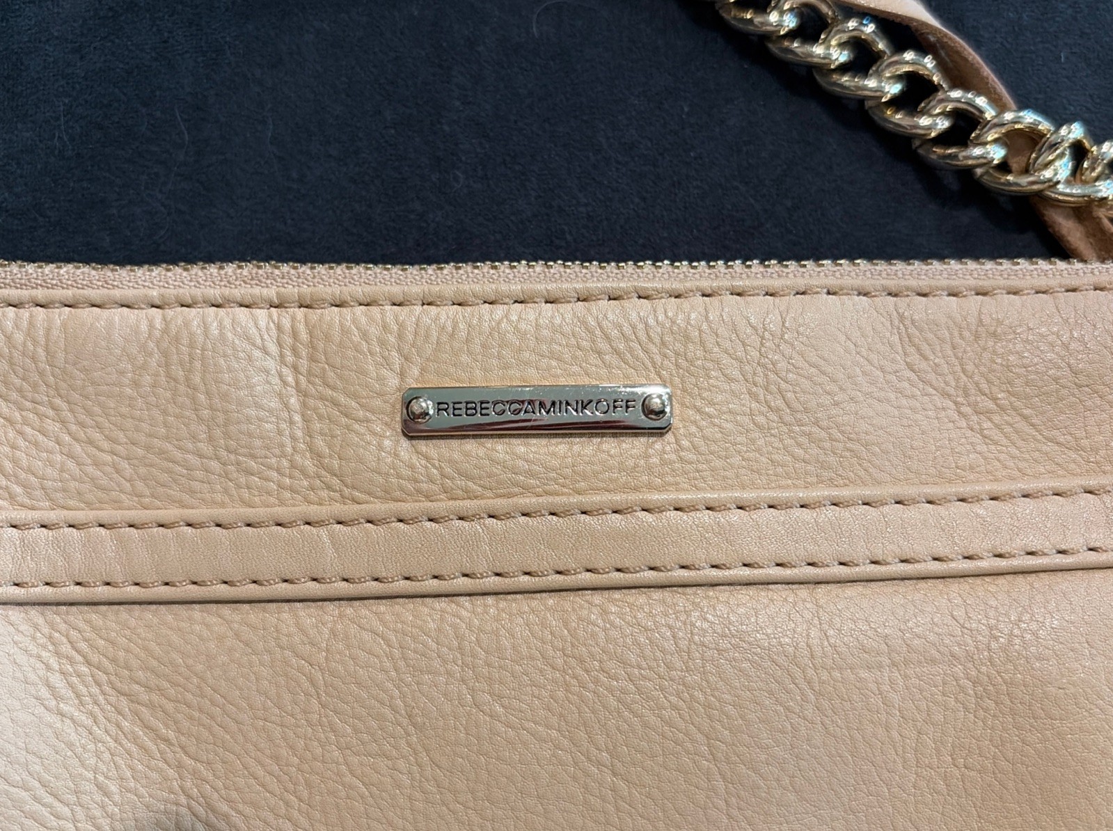 REBECCA MINKOFF MINI MAC NUDE CROSSBODY Leather Handbag PURSE Chain Strap